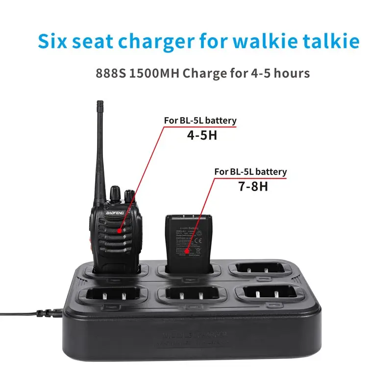 walkie-talkie Six-Way Charger two way radio stand charger Desktop For baofeng BF-888S BF-888H BF-88E BF-777S BF-666S BF-C1 H-777
