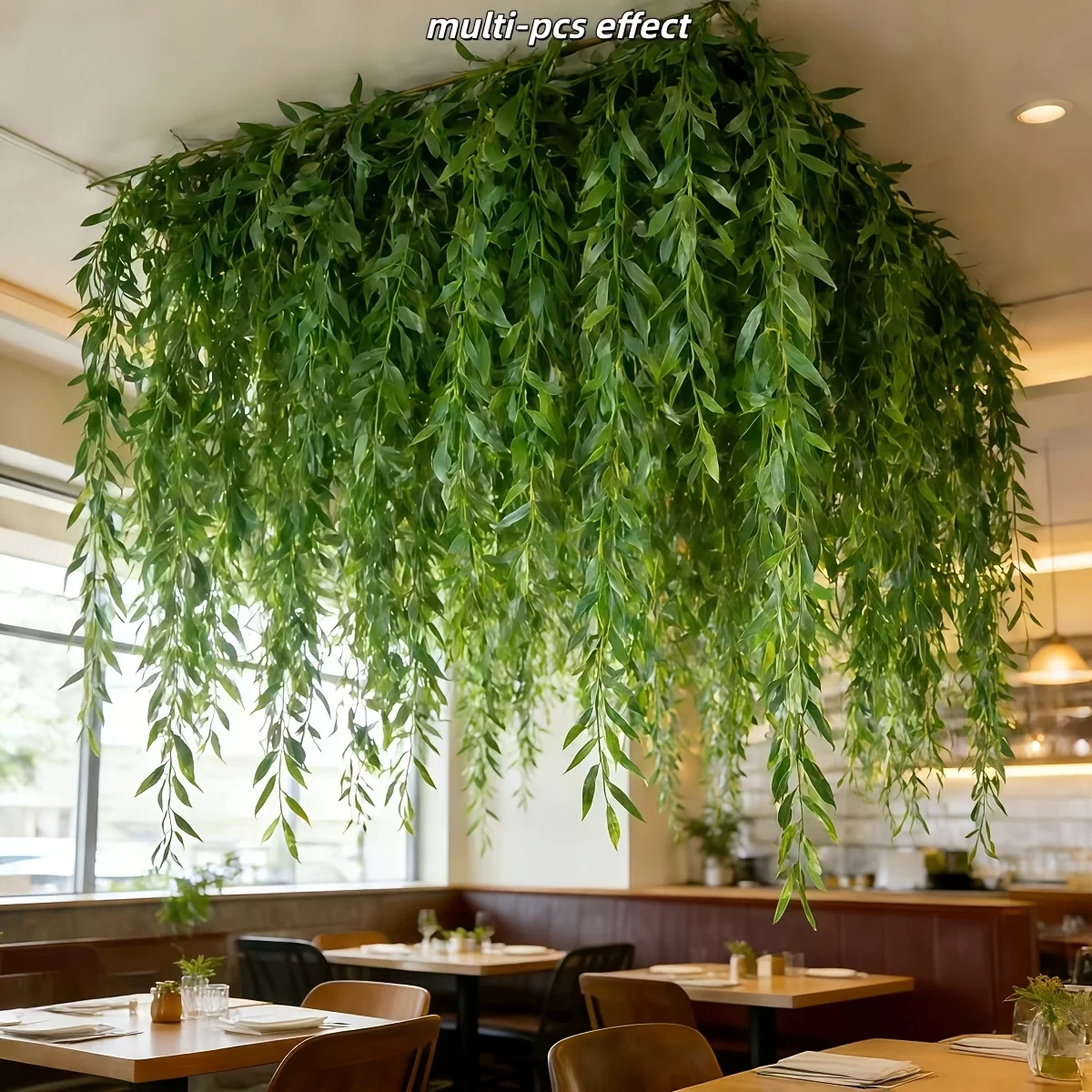 10pcs Extra-Long Deluxe Willow Vine Elegant Artificial Greenery, Faux Evergreen Hanging Vine with Dense for Spring Living Room 6
