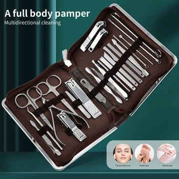 Set da 26 pezzi Set tagliaunghie in acciaio inossidabile Set tagliaunghie per uso domestico con scatola Trimmer Grooming Manicure Pedicure Strumenti per unghie 1