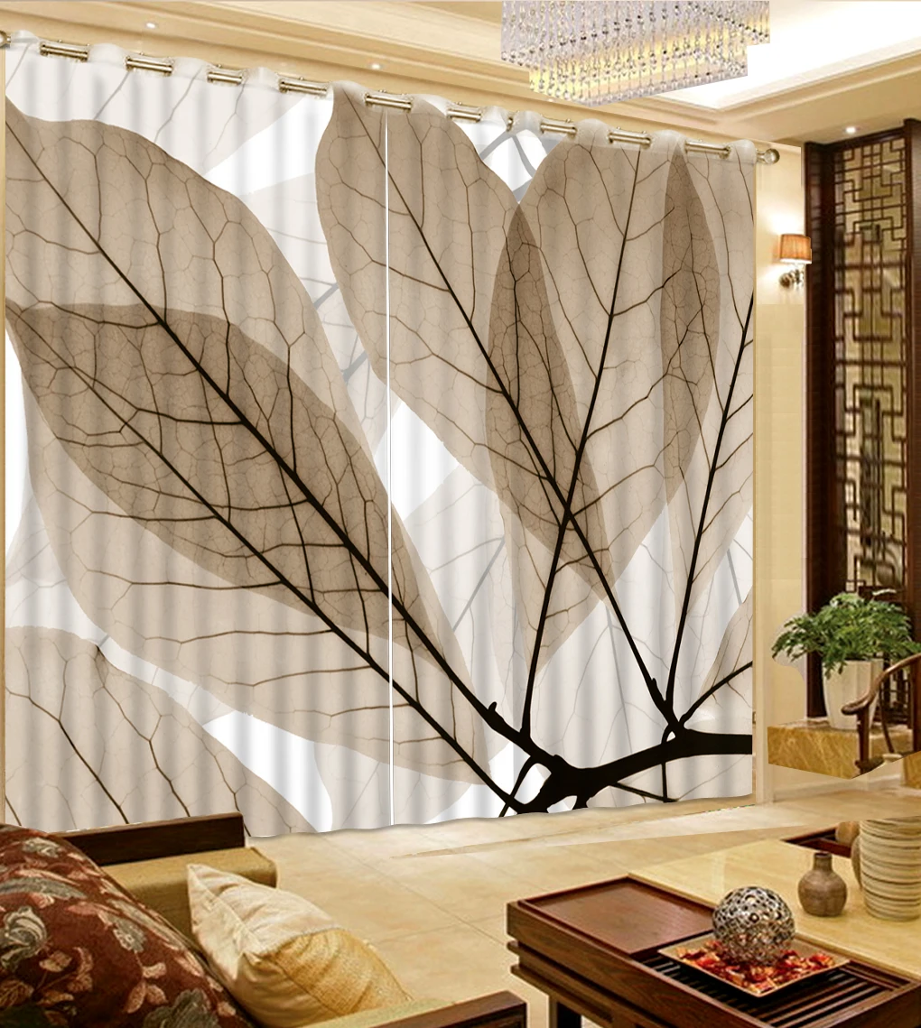 Modern-Curtain-Printing-Fashion-Leaves-Curtains-For-Living-Room-Bedroom ...