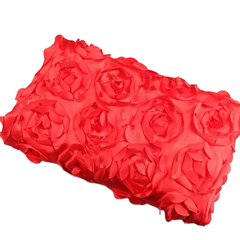 10M Satin Fabric 3D Rose Flower Aisle Runner Red Marriage Wedding Carpet Curtain Party Backdrop Table Cover Fabric Decoration