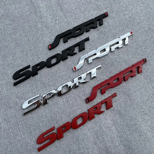 3D Metal Black Logo Sport Emblem Letters Sticker Car Front Grill Badge Trunk Decal For Sport Sticker Accessories