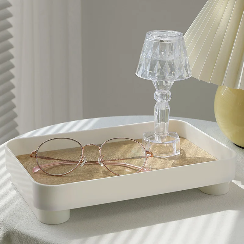 Wooden Desktop Storage Tray Perfume Aromatherapy Dressing Table Cosmetics Storage Box Multi-Function Porch Clutter Key