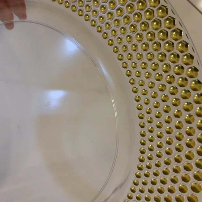 Gold Plastic Beaded Charger Plates, Elegant Pearl Dish, Decorative Salad, Wedding Plates, , 100Pcs, Lot, 13 Inch