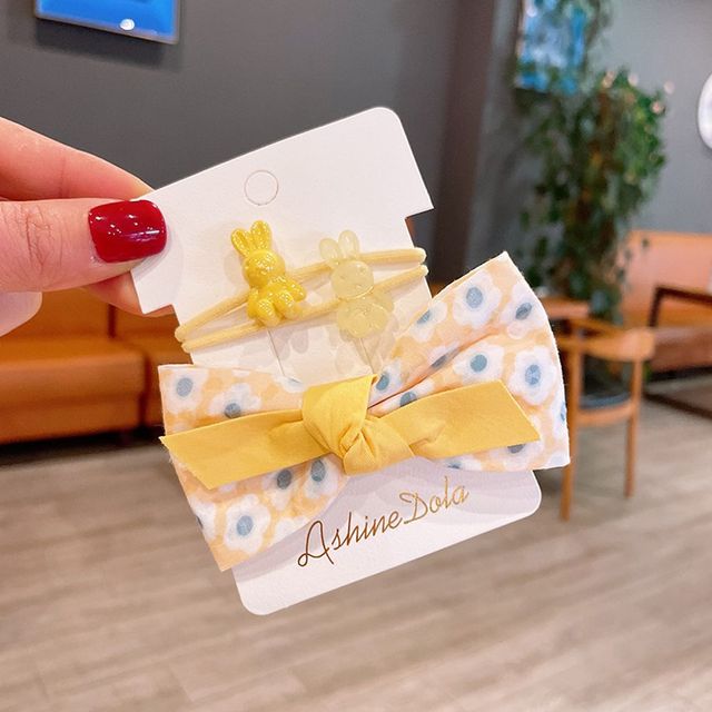 Hollow Floral Bow Hair Rope Flowers Hairpins Baby Hair Grip Girls Barrettes Rabbit Ears  Hair Accessories