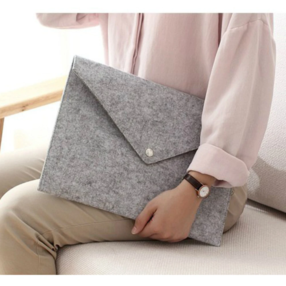 1 Pc Simple One-color A3 Bag Documents Large Capacity Business Portfolio File Folder Felt Goods For Filing |