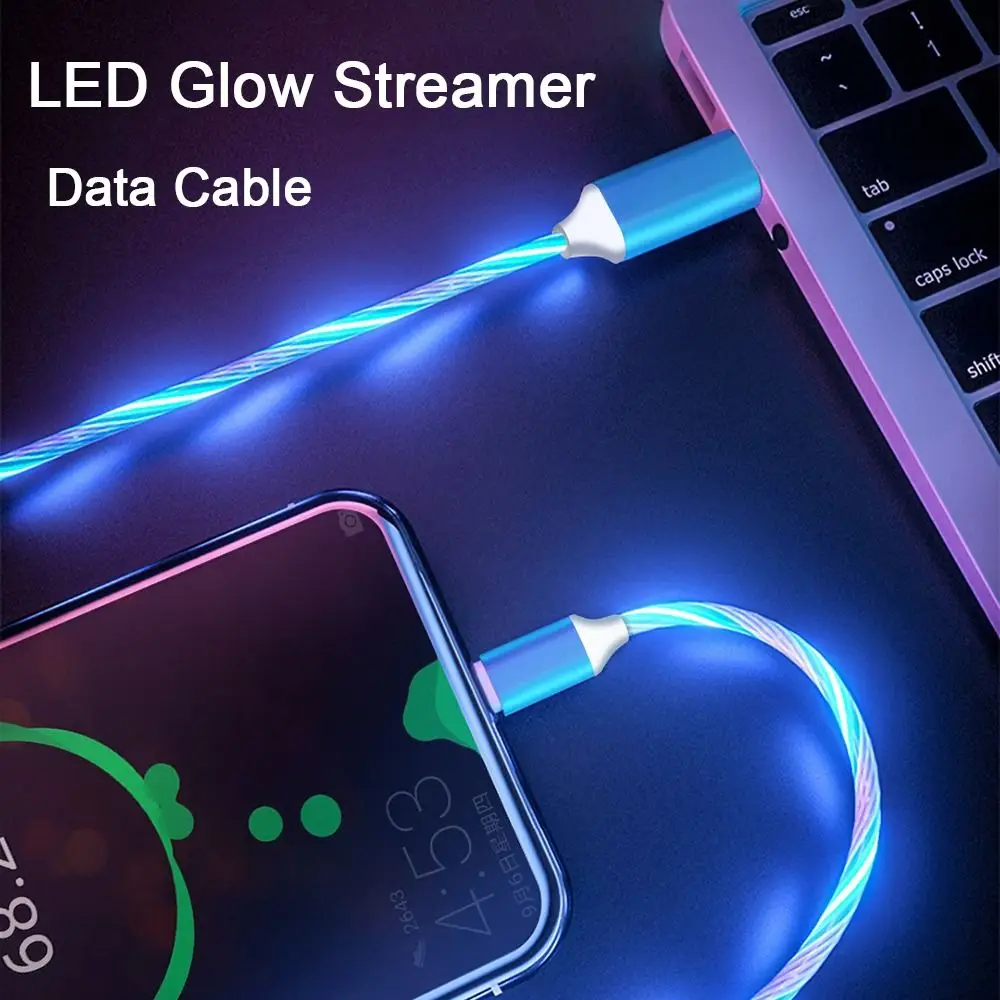 LED USB C 와이어 발광 유형 C 고속 충전 마이크로 USB 충전 와이어 빛나는 케이블 유형 C 데이터 코드 휴대폰 충전 케이블