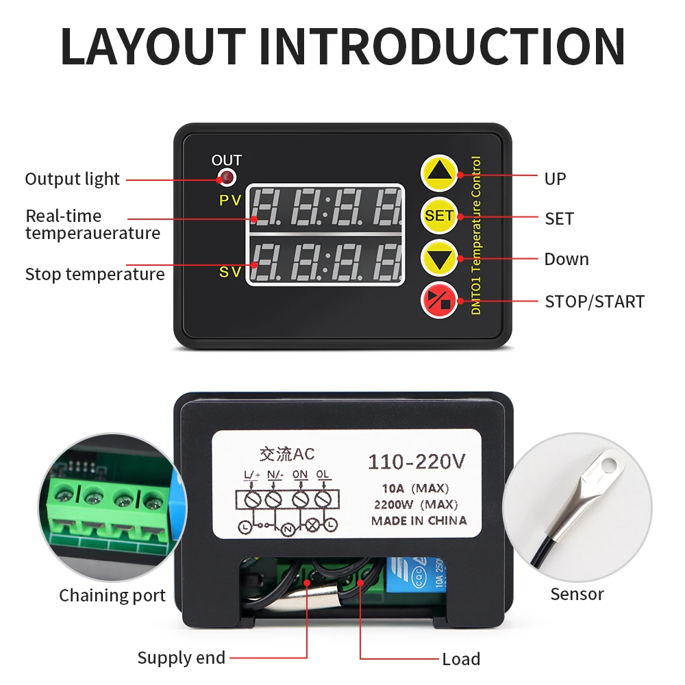 Digital Thermostat Controller Heating Temperature AC110-220V