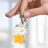 Cute White Daisy Keychain Enamel Crystal Bee Metal Keychains Pendant Purse Bag Decoration Women Girls Flower Charm Accessories 3