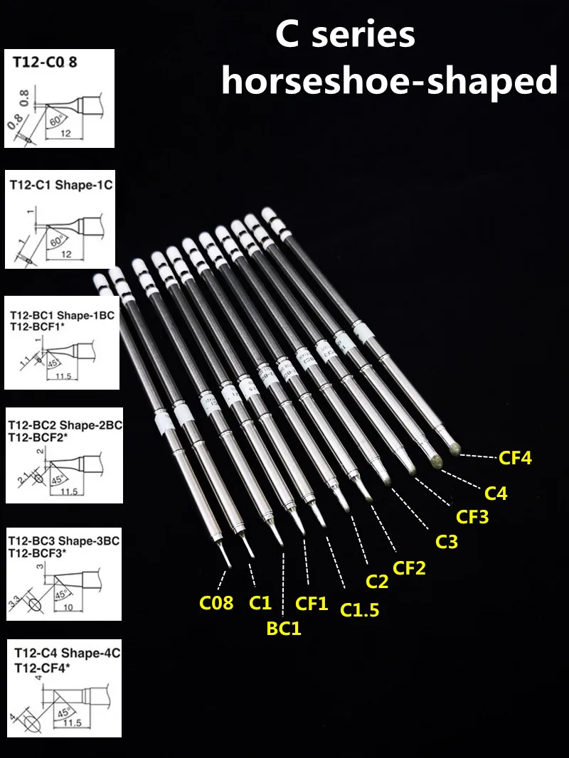T12 Series Soldering Iron Tips for HAKKO Handle LED vibration switch Temperature Controller FX951 FX-952 YOULORT OLED