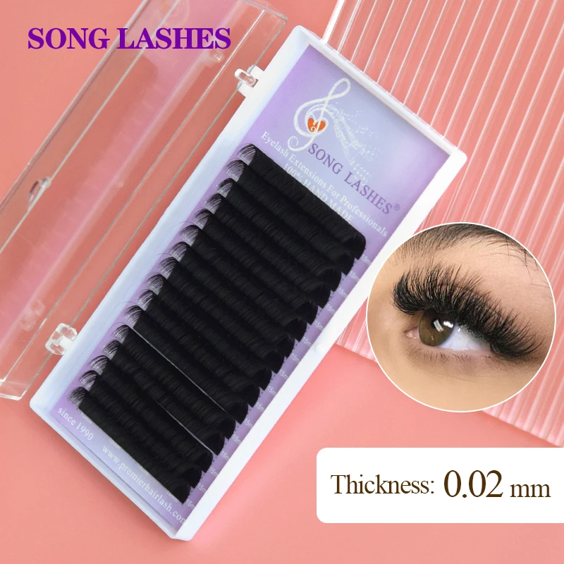 SONG LASHES New Products 0.02 Thickness Easy Pick Up Pure Dark Black  Eyelash Extension False Eyelash Extensions Soft Thin Tip