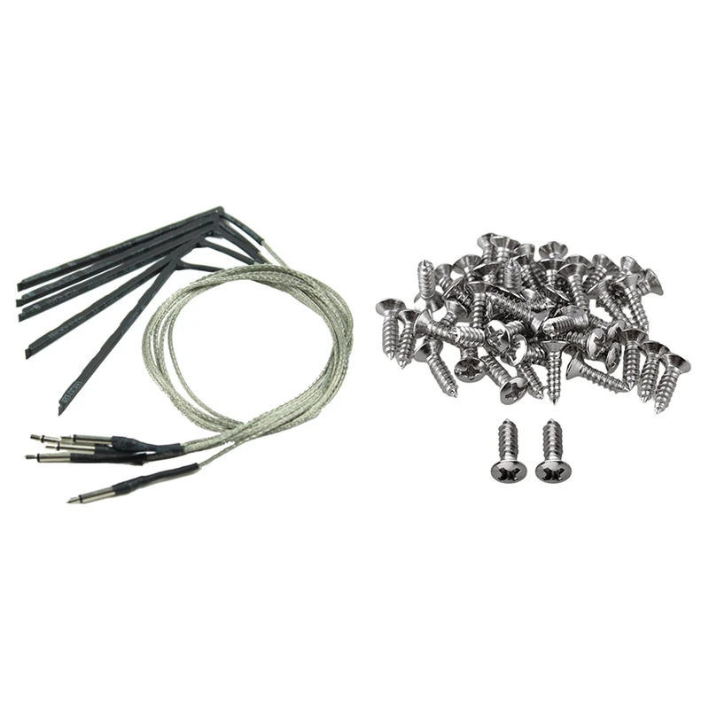 5Pcs Bendable Acoustic Guitar Transducer Sensitivity Piezo Bridge Pickup Cable with 50Pcs Bass Screws Parts |