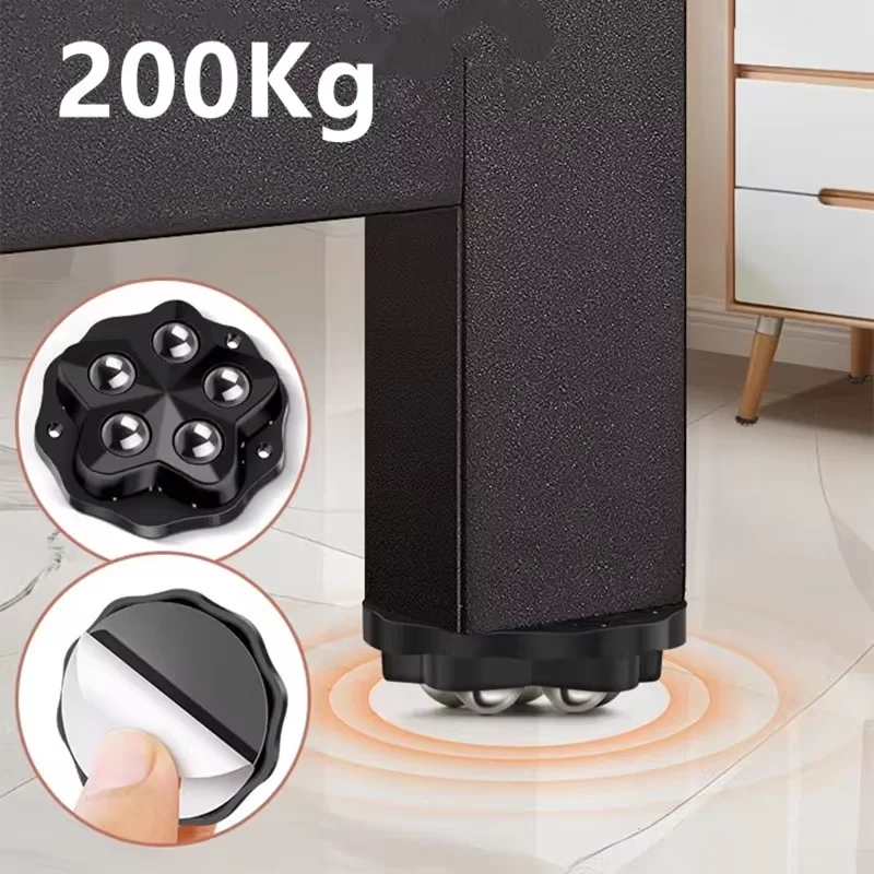 4Pcs Self Adhesive Caster Wheels Super Load-bearing 5 Beads Universal 360&deg; Rotating for Home Appliances Storage Boxes