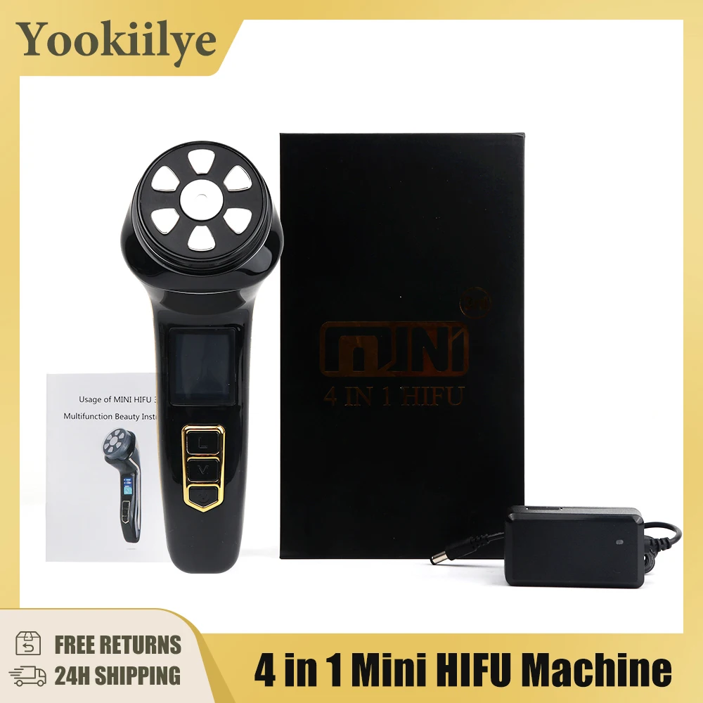 

Newest 4 in 1 Mini HIFU Machine Ultrasound RF Facial Lifting Device EMS Lift Firm Tightening Skin Wrinkle Face Care Beauty Tools