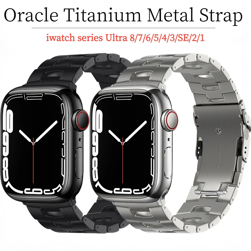 

Oracle Titanium Metal Strap for Apple Watch Ultra 8 7 6 5 4 3 SE Stainless Steel Bracelet for iWatch 49mm 45 41mm 44mm 40mm 42mm