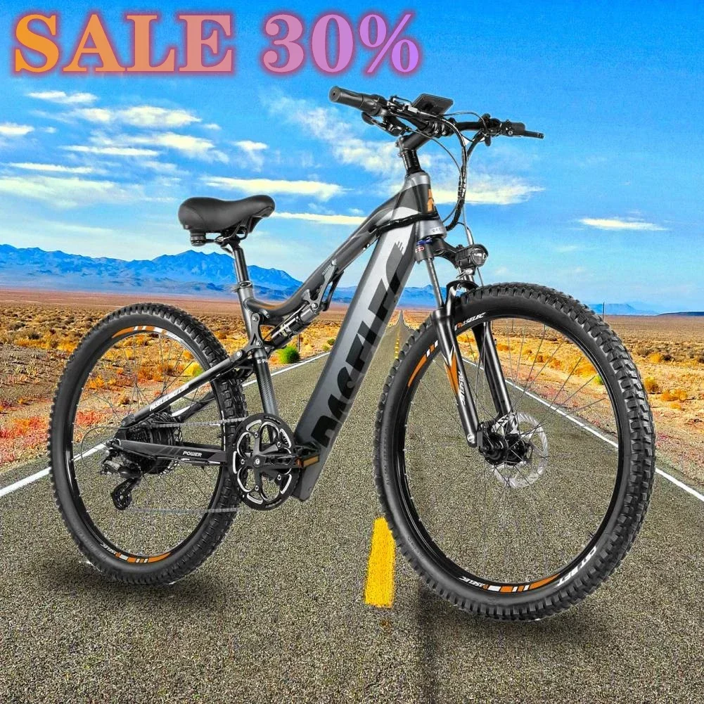 New Arrvals Paselec GS9 Electric Bike for Adults 48V 500w Ebike 27.5in Full Suspension Mountain Bike EMTB bicycles
