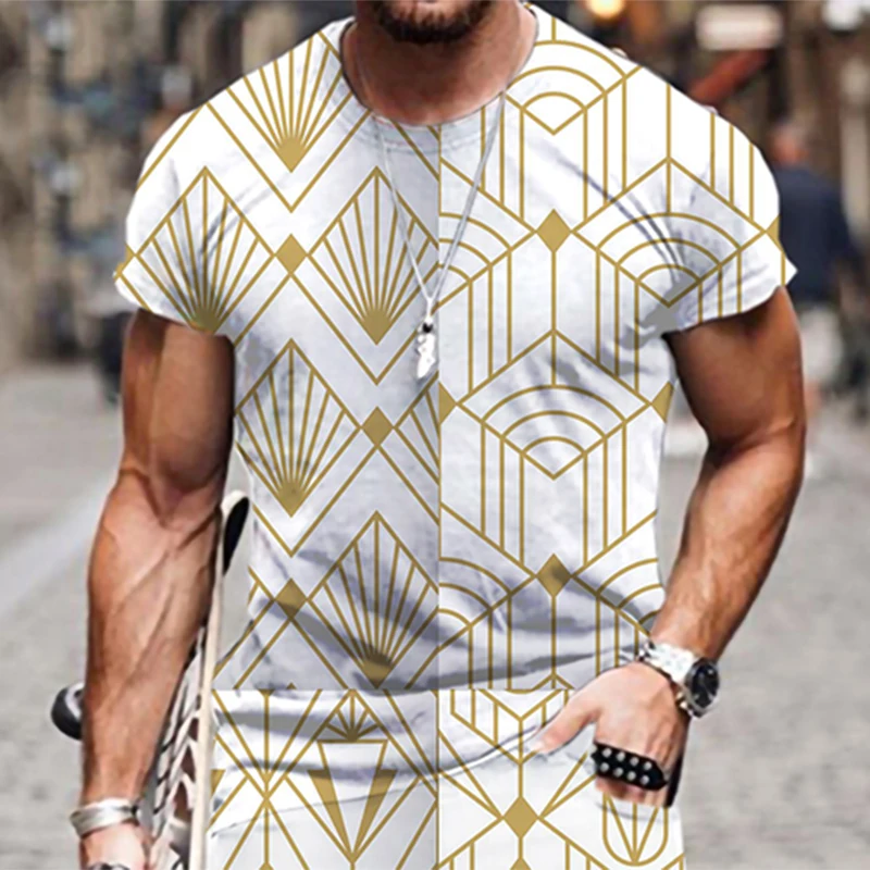 

Футболка мужская оверсайз с круглым вырезом, роскошная свободная дышащая смешная одежда в стиле Харадзюку, с коротким рукавом и 3D-принтом, в абстрактном стиле