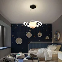 Enfants chambre planète lampes suspendues créatif acrylique terre boule lustre dessin animé enfants garçons chambre espace étoile suspendus éclairage 4