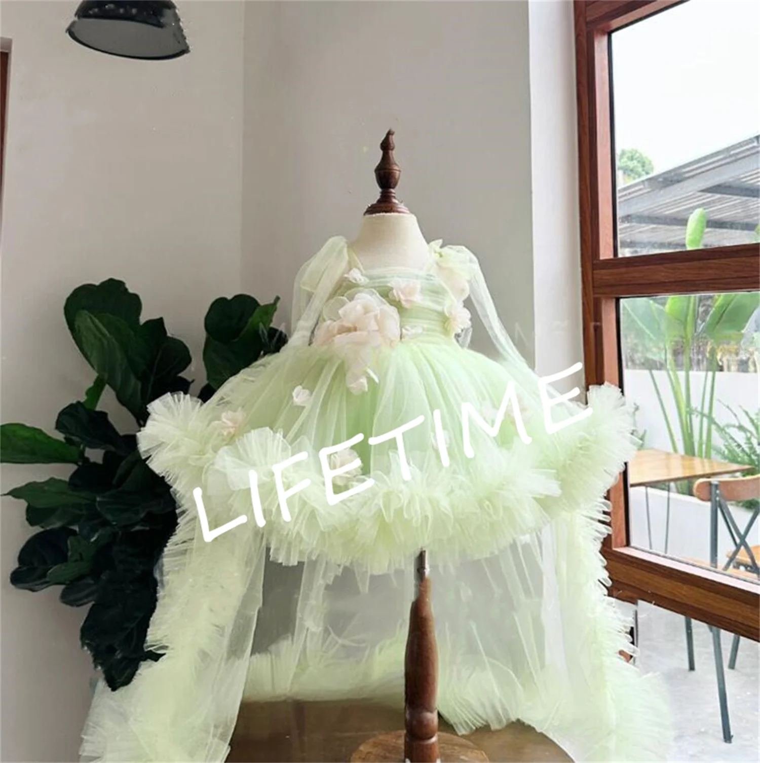 

Платье принцессы с 3d аппликацией, цветочные платья для девочек, тюль для свадьбы, дня рождения, праздничный наряд для малышей, бальное платье, Рождественская одежда для конкурса красоты