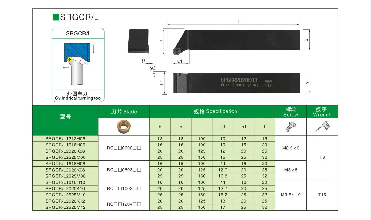External Turning Tools CNC Lathe Cutter Holder SRGCR1616H08 SRGCRK08 SRGCR2525M10 SRGCR SRGCR2525 Insert LIHAOPING