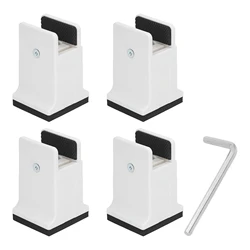 Adjustable Screw Clamp Soft Rubber Furniture Risers - Heavy Duty Support for Desks, Tables, Beds & Couches (Set of 4) (WHITE)