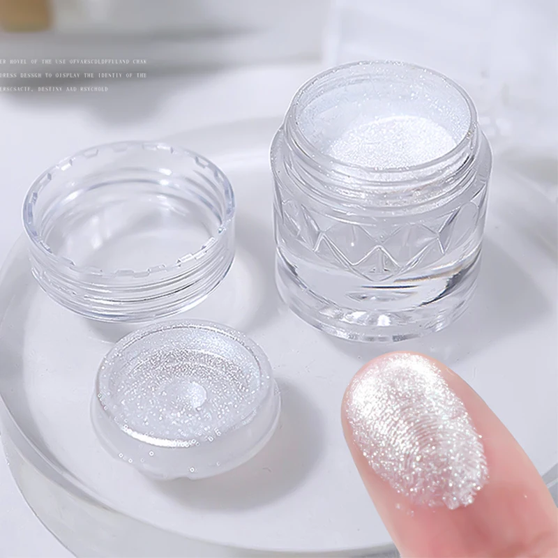 1 Box Spiegel beschichtung Aurora Pulver Nagel kunst Hochglanz Eis kristall Mondlicht weiß Fingernagel Pigment Maniküre Dekoration – Detail 2