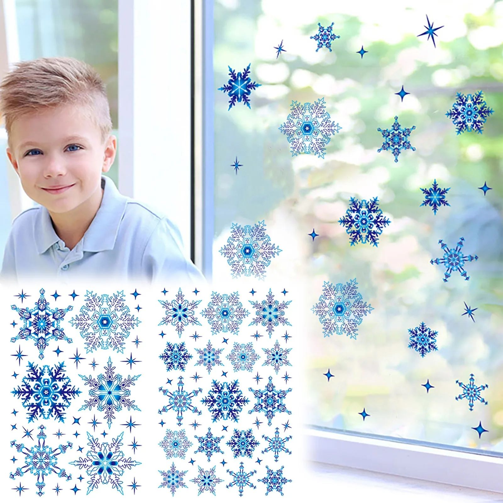 Snowflake Sticker Mall Window Sticker Wall Sticker Set Decorazione Natalizia Decoraciacion Hogar Party Decor Muslimatextisc.