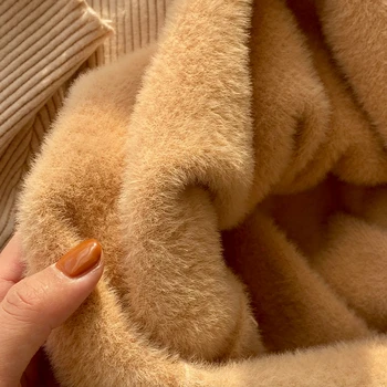 جديد الشتاء الياقة المدورة سترة تريكو المرأة أنيقة رشاقته المخملية اصطف البلوزات الدافئة بلوفر مغزول سليم القمم جيرسي البلوز 6