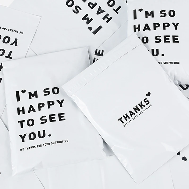 25x35cm Small Courier Bag Thank You Printed Shipping Envelope White/Pink/Green Plastic Express Mailing Bags Gift Pouches 10Pcs