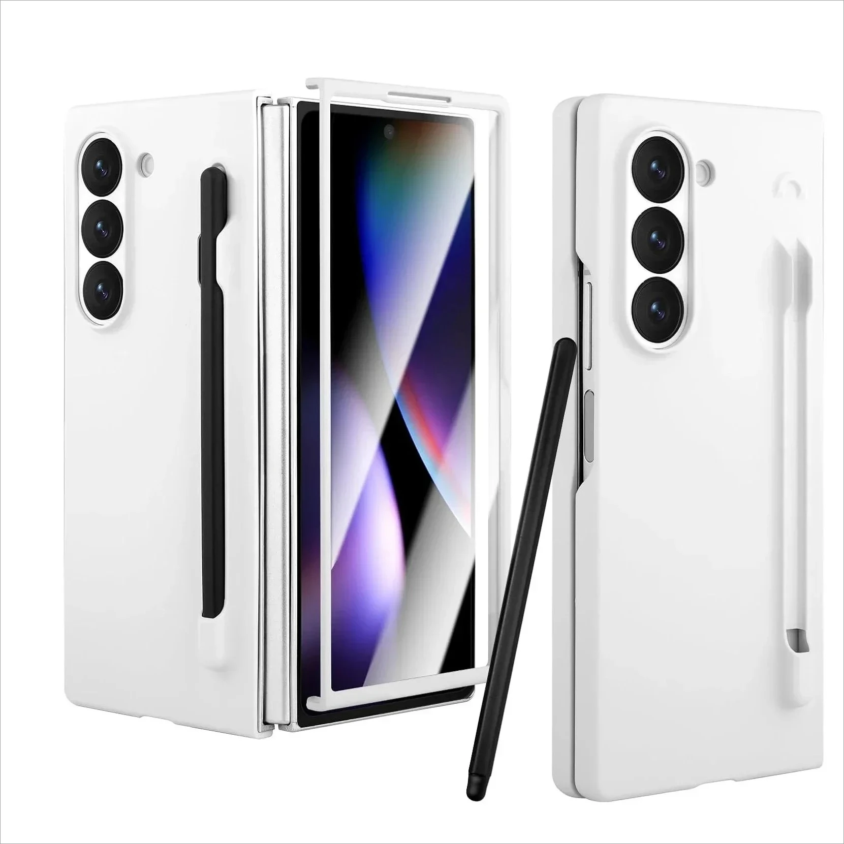 Für Samsung Galaxy Z Fold 8 Ultra 7 6 5 Premium-Hülle mit S Pen oder Stifthalter, einfarbig, integrierter Displayschutz, matte Abdeckung