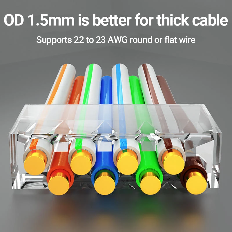 Hoolnx Banhado a Ouro Conectores de Passagem Blindados Modular Plug para Cabo Ftp Stp Cat6a 50u Cat7 Rj45 Cat6a 50u Pcs - Imagem 4