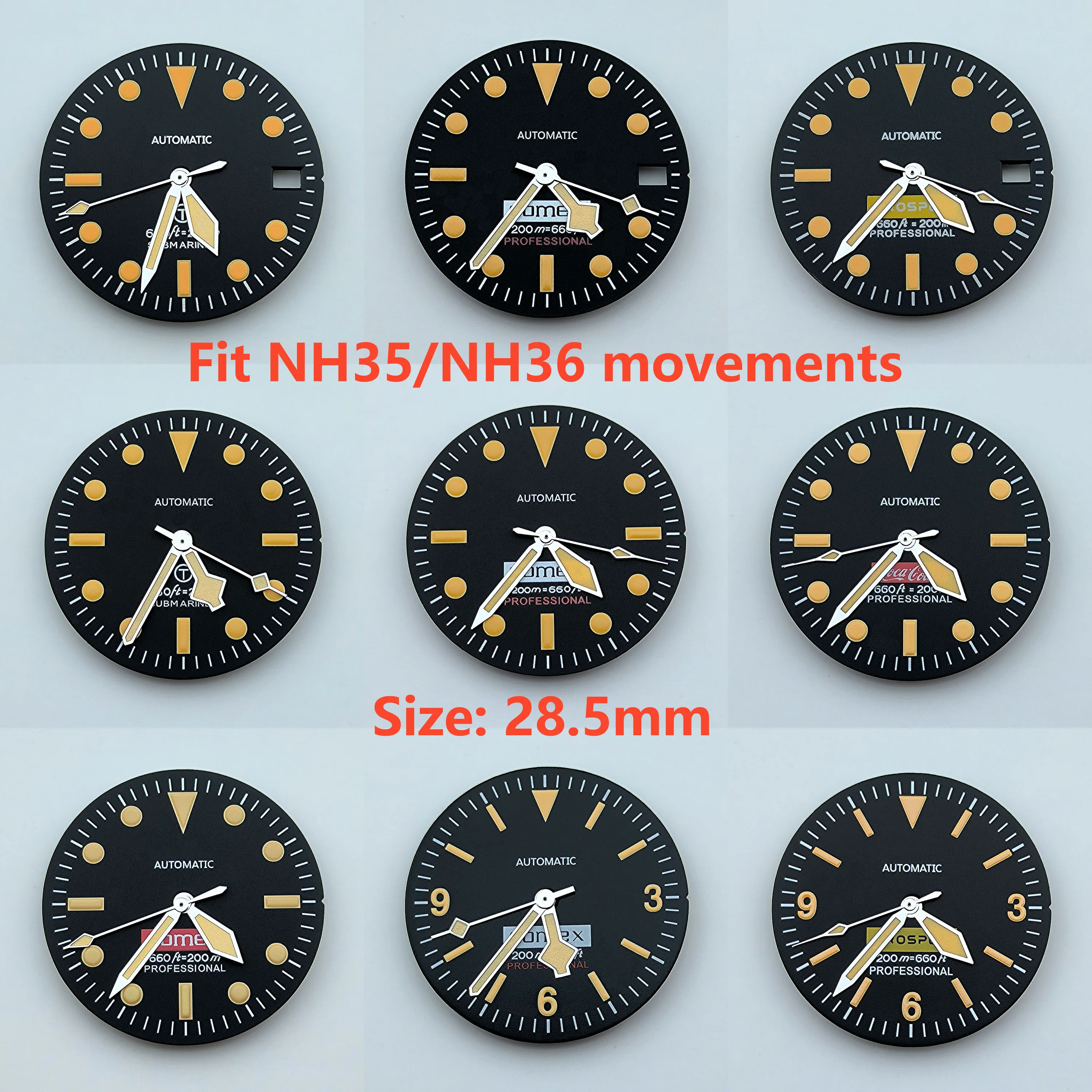 Nh35 Dial Retro Dial S Dial Green Luminated 28.5Mm Dial Adatto Per Accessori Per Orologi Con Movimento Nh35 Nh36