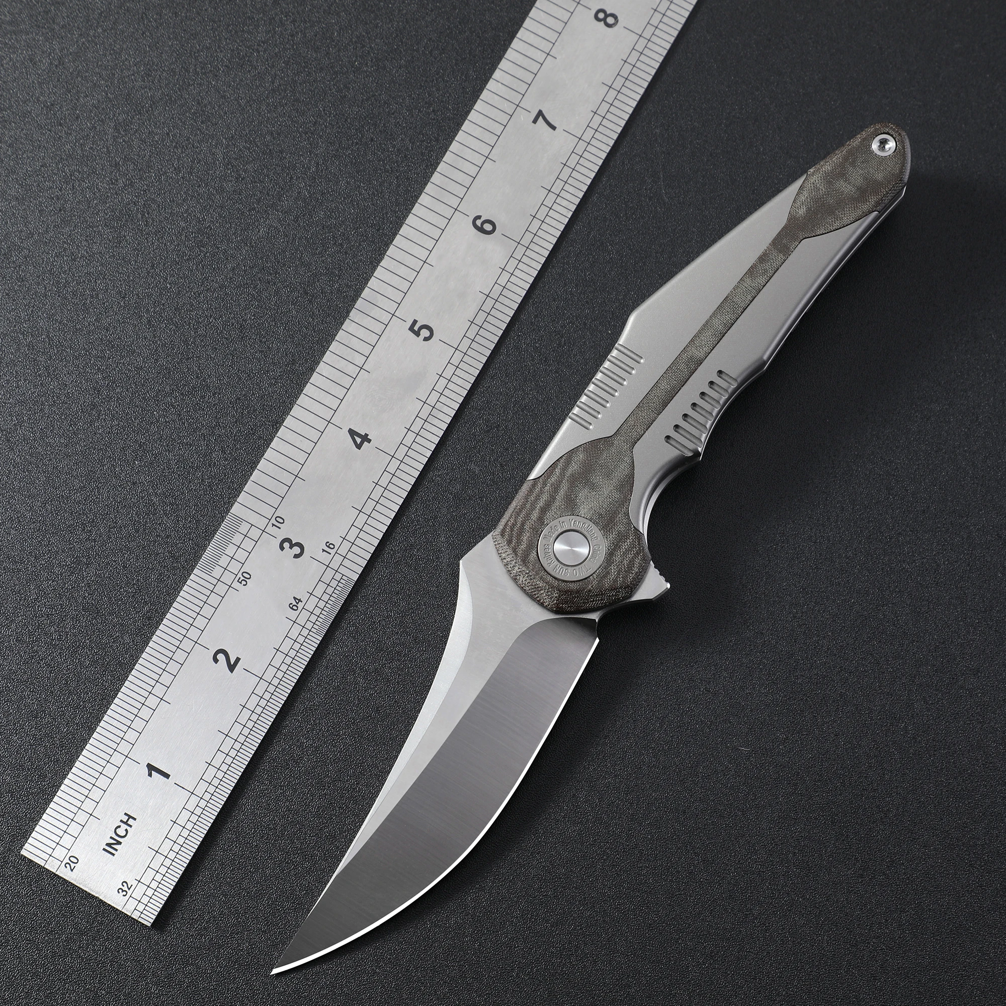 TWOSUN TS426 Folding Knife N690 Blade Titanium +Micarta