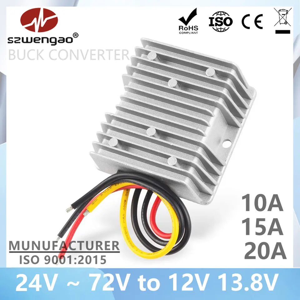 Best Quality 24V 36V 48V 60V 72V Step-down to 12V 13.8V 10A 15A 20A Buck Module DC Converter 276W Waterproof Transformer image 1