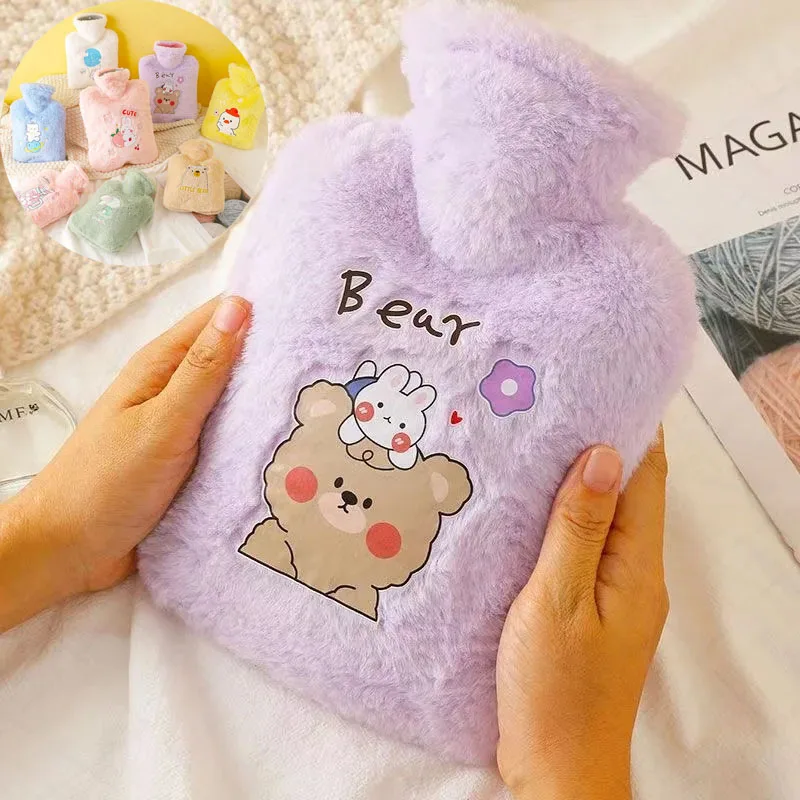 

Cartoon Warm Hot Water Bottle Mini Cute Plush Girl Pocket Water Injection Warm Hands Bag Portable Safety Explosion-proof Heater