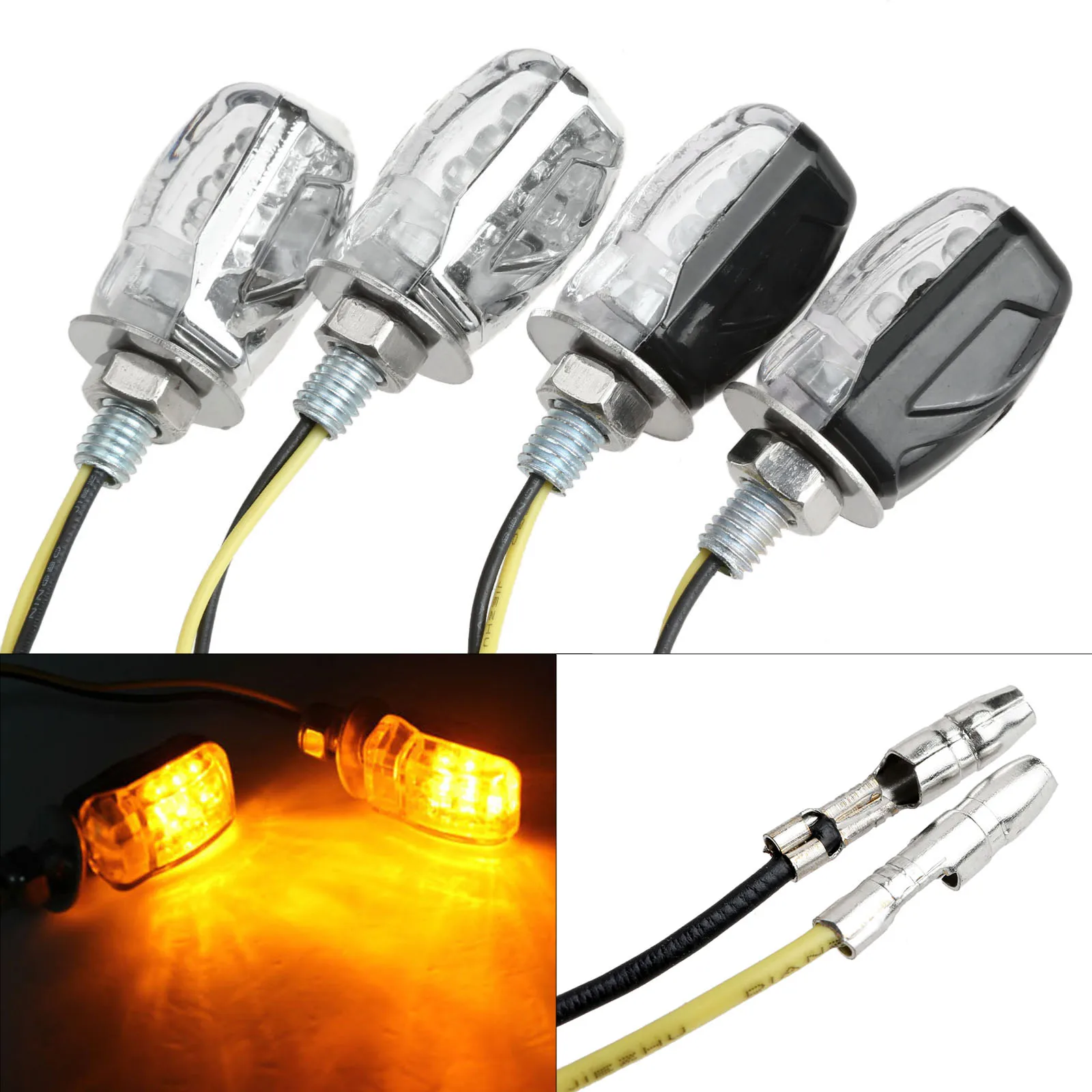 2Pcs 12V Motorbike Mini Turn Signal Lights Indicators Motorcycle