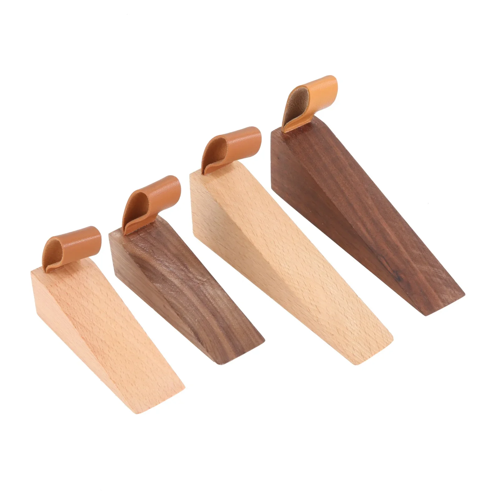 Solid Wood Door Stopper Non-Slip Stop Baby Protect Leather Rope Wedge Anti-collision Creative Gate Decor 1pc Beech/Black Walnut door stopper