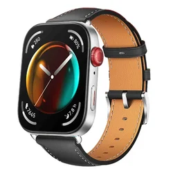 Retro Genuine Leather Strap for Smartwatch - Replacement Wristband Bracelet (Black 03)