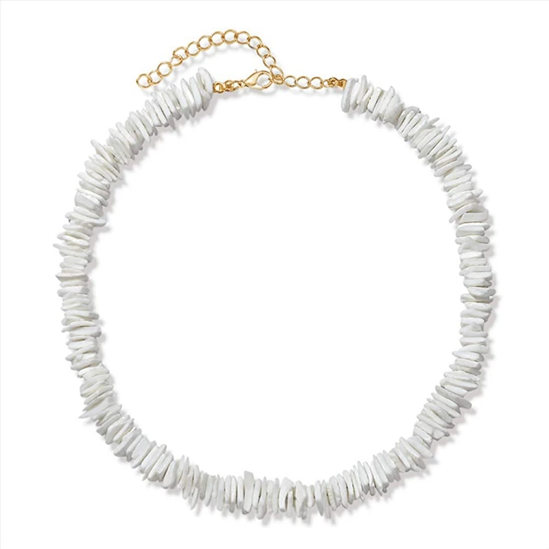 Buy wowshow Smooth White Puka Shell Necklace Choker Hawaiian Surfer Round  Shell Chip Necklace at Amazon.in