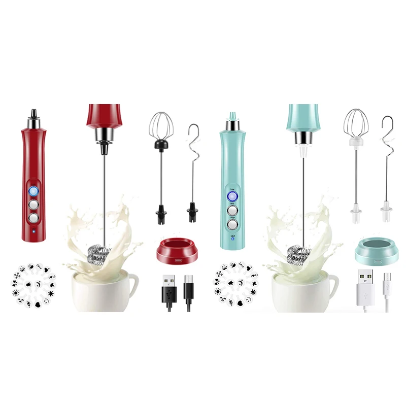 Mini Montalatte Per Caffè, Montalatte Portatile, Frullatore Per Bevande Frusta Per Caffè Matcha Usb Ricaricabile Con 16 Stencil