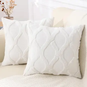 HAPIHAPPY Winter Decorative Throw Pillow Covers 18X18 Set of 1 Bed Sofa Living Room Throw Pillow Covers Soft Plush Pillow Covers 1