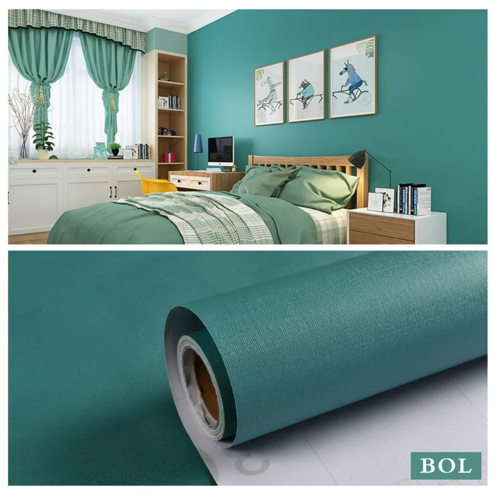 Teal Green Blue Wallpaper Vinyl Self-Adhesive Water Proof Wall Stickers Decorative Shelf Liner Drawer Peel and Stick Countertop