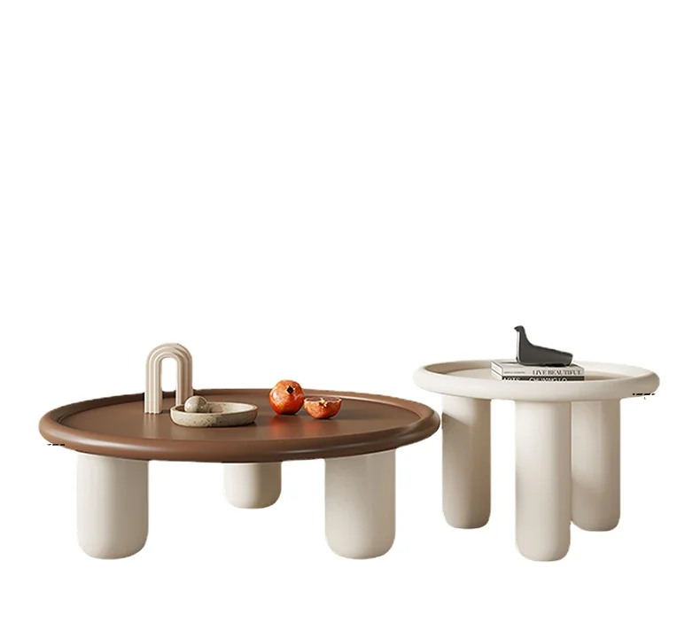 

Cream Style Coffee Table Simple Modern Living Room Home round Small Table