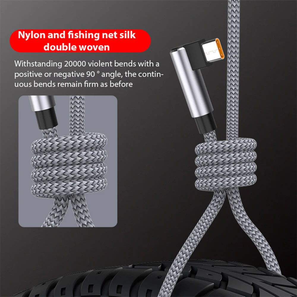 6A USB C Elbow Type C Fast Charge Cable 3m 5m Phone Extend Charging Cable for Samsung Huawei Xiaomi Oppo OnePlus VR Camera BEST SELLERS