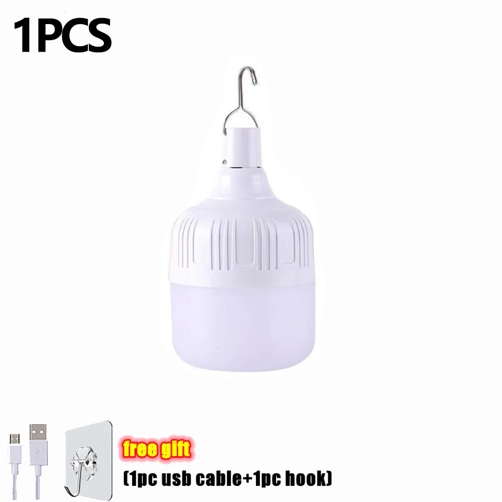 Linternas portátiles de alta potencia, luces LED de emergencia recargables por USB, gancho para tiendas de campaña al aire libre, iluminación de linterna, bombilla