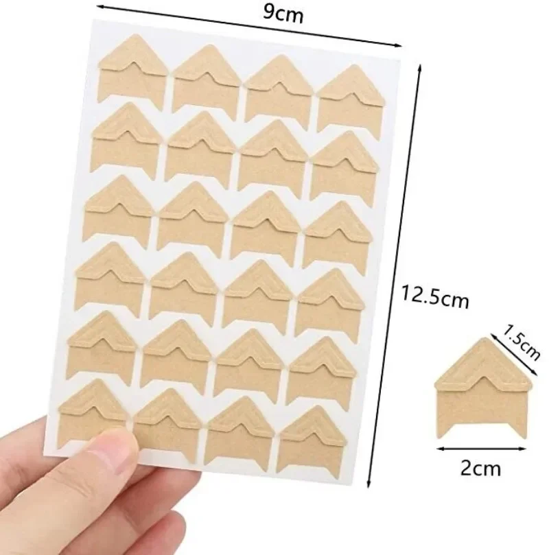 Photo Album Corner Stickers 120/24PCS DIY Vintage Corner Kraft Paper Stickers for Self-Adhesive Photo Album Accessories Scrapbooking Picture Protect Decor