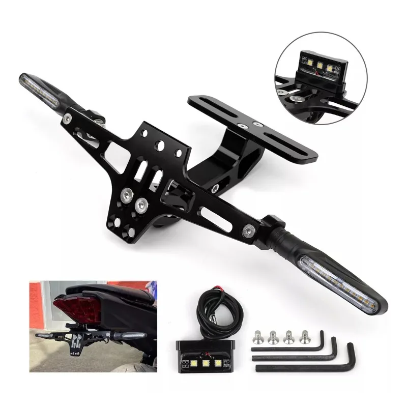 Motorcycle License Plate Holder Motorcycle License Plate Holder Number Plate Holder With Turn Signal Lights For Yamaha MT07 For Kawasaki Z800 Honda BMW
