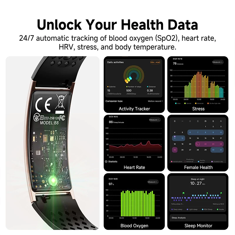 Premium Smart Fitness Tracker – Sleep Monitoring, 170+ Sports Modes, IPX8 Waterproof, Ideal Couple Fitness Gift