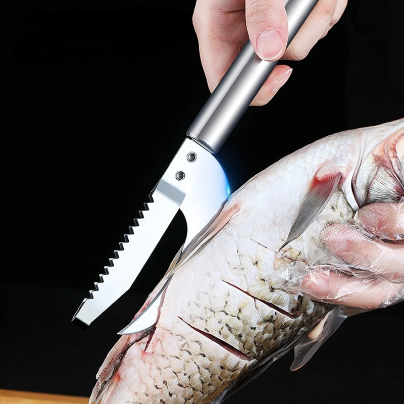 3 In 1 Stainless Steel Fish Scale Knife Cut Scrape Dig Knife Scraper Sawtooth Peelers Scraping Boning Filleting Cooking Tools fish scale cleaner fish scales scraper fish scale scraper