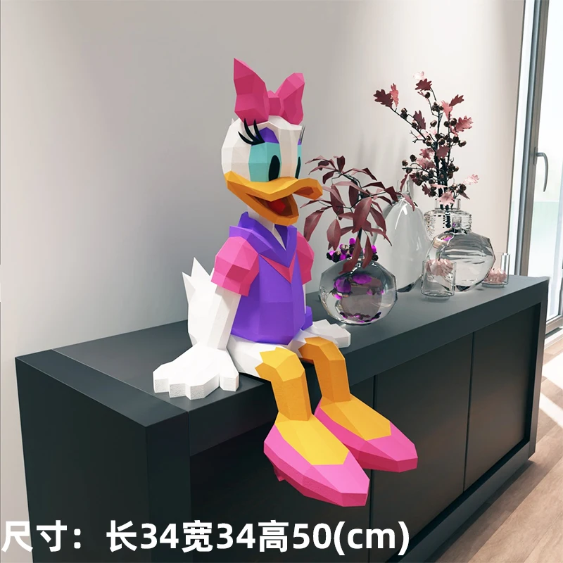 Mickey Mouse Donald Duck Paper Model Anime Figures Snoopy Stitch Winnie Hello Kitty Papercraft 3D DIY Handmade Toy MINISO Disney